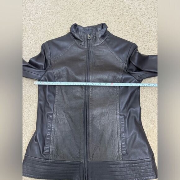 Via Spiga Genuine Leather Brown Jacket Women’s Sz XS - Picture 15 of 16